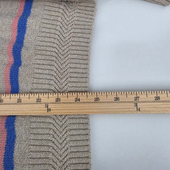 Faherty Brand Women's XL Beige Striped Crewneck Cotton Blend heavy Sweater - Picture 10 of 10